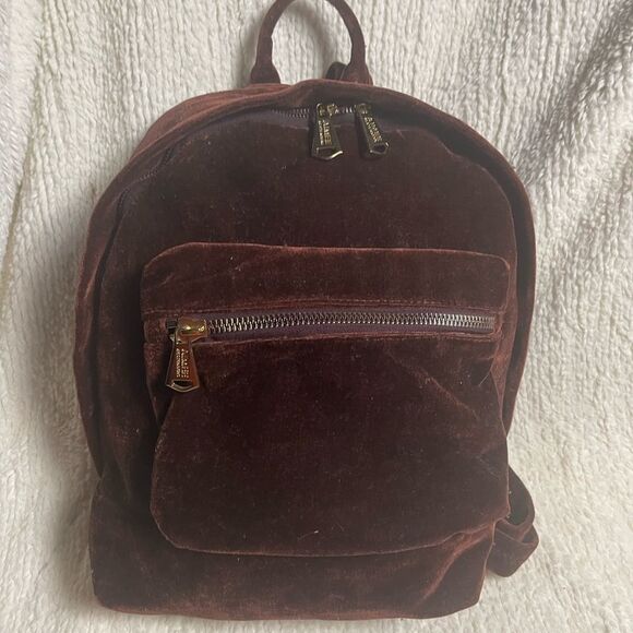 AIMEE KESTENBERG BURGUNDY VELVET  MEDIUM BACKPACK gold tone hardwares main image 12